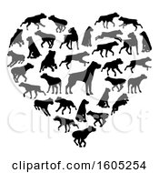 Poster, Art Print Of Heart Made Of Silhouetted Rottweiler Dogs