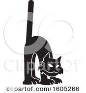 Clipart Of A Black And White Scaredy Cat Royalty Free Vector Illustration