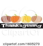 Poster, Art Print Of Row Of Pumpkins Over Thanksgiving Text