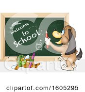 Poster, Art Print Of Bug And Dog With A Back To School Chalkboard