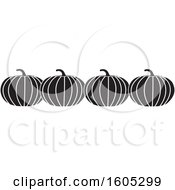 Poster, Art Print Of Row Of Black And White Halloween Or Thanksgiving Pumpkins