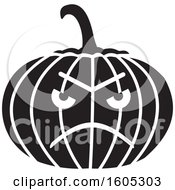 Poster, Art Print Of Black And White Angry Halloween Jackolantern Pumpkin
