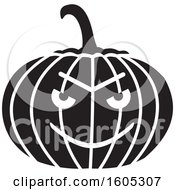 Poster, Art Print Of Black And White Evil Halloween Jackolantern Pumpkin