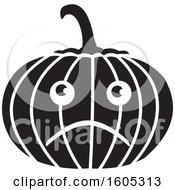 Poster, Art Print Of Black And White Depressed Halloween Jackolantern Pumpkin