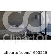 Clipart Of A 3d Bedroom Interior Royalty Free Illustration by KJ Pargeter