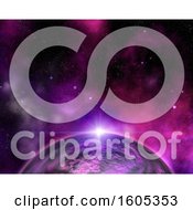 Clipart Of A 3d Alien Planet And Nebula Royalty Free Illustration