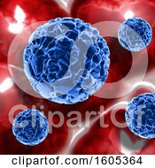 Poster, Art Print Of 3d Background Of Blue And Red Virus Cells