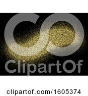 Clipart Of A Background Of Gold Confetti On Black Royalty Free Vector Illustration