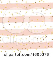 Poster, Art Print Of Background Of Gold Confetti Over Pink And White Stripes