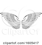 Clipart Of A Grayscale Pair Of Wings Royalty Free Vector Illustration by Vector Tradition SM