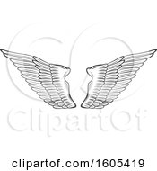 Clipart Of A Grayscale Pair Of Wings Royalty Free Vector Illustration by Vector Tradition SM