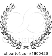 Clipart Of A Grayscale Wreath Royalty Free Vector Illustration