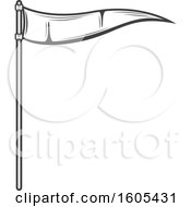 Clipart Of A Grayscale Pennant Flag Royalty Free Vector Illustration