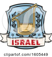 Poster, Art Print Of Shield With Israel Text And A Lyre