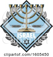 Poster, Art Print Of Diamond With Israel Text And A Menorah