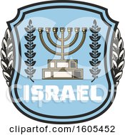 Poster, Art Print Of Shield With Israel Text And A Menorah