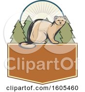 Weasel And Evergreen Trees Over A Blank Shield