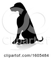 Poster, Art Print Of Silhouetted Dog With A Reflection Or Shadow On A White Background