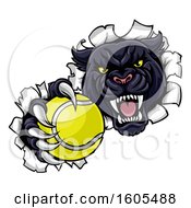 Poster, Art Print Of Black Panther Mascot Breaking Through A Wall With A Tennis Ball