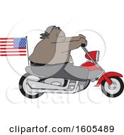 Poster, Art Print Of Cartoon Shirtless Patriotic Black Male Biker With An American Flag