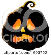 Clipart Of A Carved Illuminated Halloween Jackolantern Pumpkin Royalty Free Vector Illustration