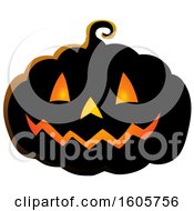 Clipart Of A Carved Illuminated Halloween Jackolantern Pumpkin Royalty Free Vector Illustration