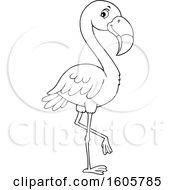 Clipart Of A Black And White Flamingo Bird Royalty Free Vector Illustration
