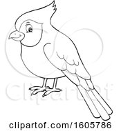 Clipart Of A Black And White Cardinal Bird Royalty Free Vector Illustration