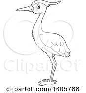 Clipart Of A Black And White Heron Bird Royalty Free Vector Illustration
