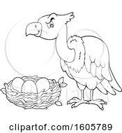 Clipart Of A Vulture Bird Over A Nest Royalty Free Vector Illustration by visekart