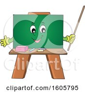 Poster, Art Print Of Happy Chalkboard Mascot Holding A Pointer Stick