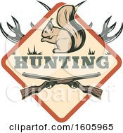 Poster, Art Print Of Squirrel Hunting Design With Rifles