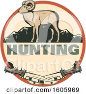 Poster, Art Print Of Ram Hunting Design With Knives In A Circle