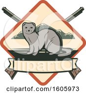 Poster, Art Print Of Weasel Hunting Design With Crossed Rifles And Text