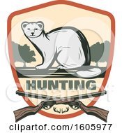 Clipart Of A Weasel Hunting Design With Crossed Rifles And Text Royalty Free Vector Illustration