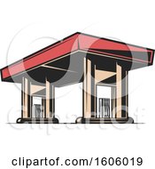 Clipart Of A Gas Station Royalty Free Vector Illustration by Vector Tradition SM