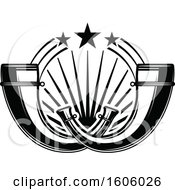 Clipart Of A Black And White Horn Hunting Design Royalty Free Vector Illustration