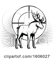 Poster, Art Print Of Black And White Moose Hunting Design