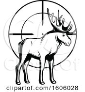 Clipart Of A Black And White Moose Hunting Design Royalty Free Vector Illustration by Vector Tradition SM