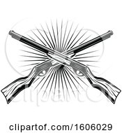 Clipart Of A Black And White Hunting Rifle Design Royalty Free Vector Illustration