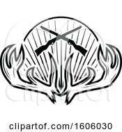 Poster, Art Print Of Black And White Rifle And Antler Hunting Design