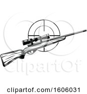 Clipart Of A Black And White Hunting Rifle Design Royalty Free Vector Illustration