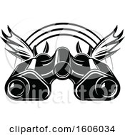 Poster, Art Print Of Black And White Antlers And Binoculars Hunting Design
