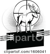 Clipart Of A Black And White Moose Hunting Design Royalty Free Vector Illustration by Vector Tradition SM