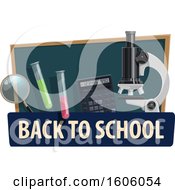Poster, Art Print Of Back To School Design With A Microscope And Supplies