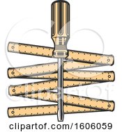 Clipart Of A Screwdriver And Folding Ruler Royalty Free Vector Illustration by Vector Tradition SM