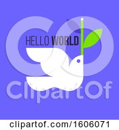 Poster, Art Print Of Peace Dove With Hello World Text On Blue