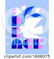 Poster, Art Print Of Dove With Peace Text Over Blue
