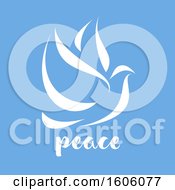 Poster, Art Print Of Dove With Peace Text On Blue