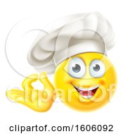 Clipart Of A Happy Yellow Emoji Chef Gesturing Perfect Or Ok Royalty Free Vector Illustration